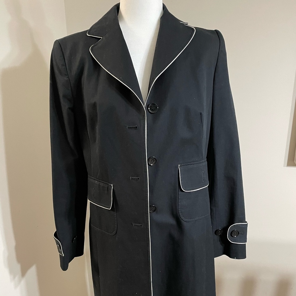 Loft Black and Cream Trench Coat Sz 8